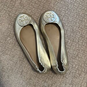 Tory Burch gold flats